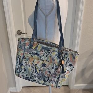 Sakroots Multicolor Floral Tote with Blue Straps